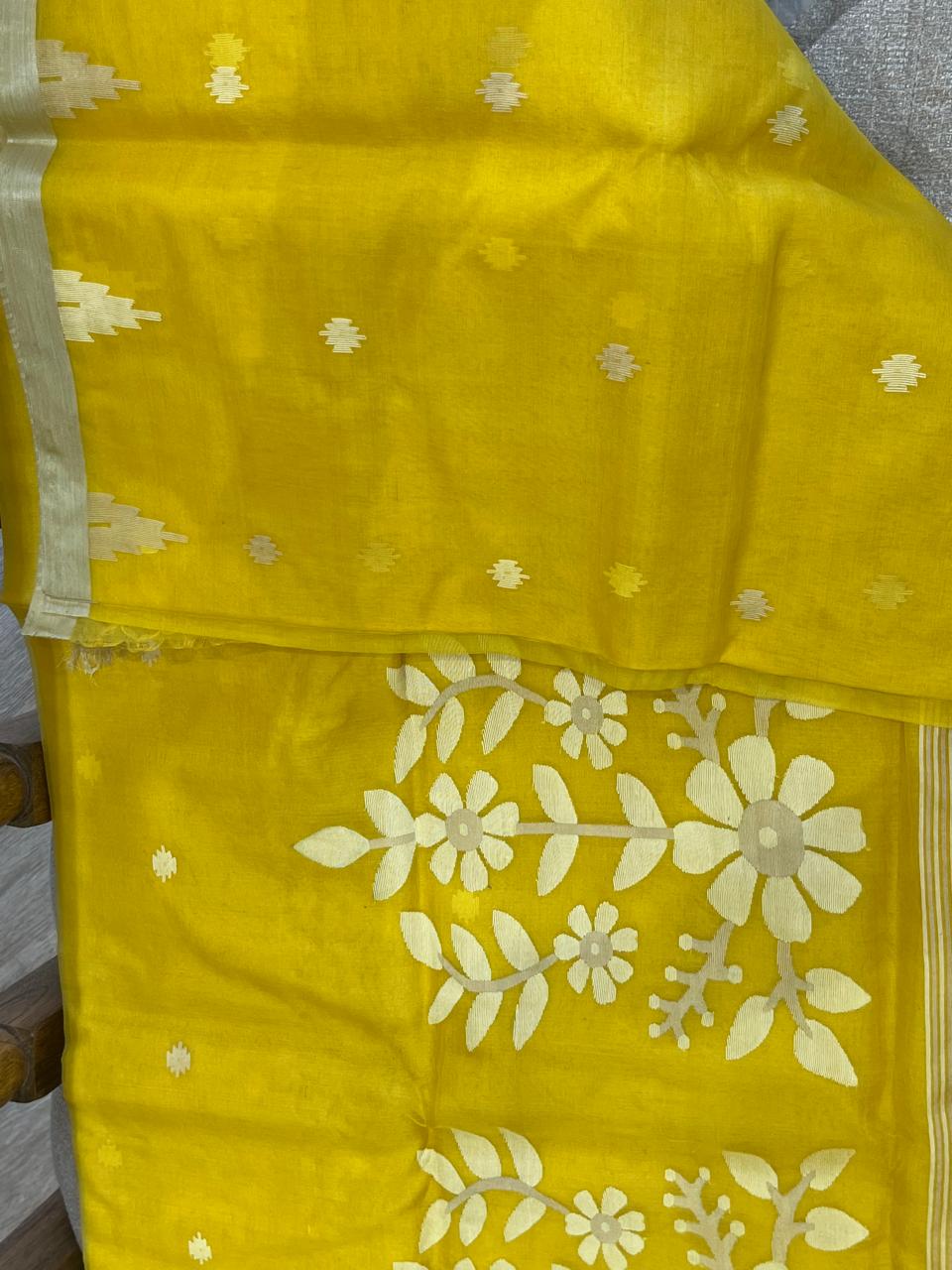Suryamukhi: Sunflower Yellow Handwoven Jamdani