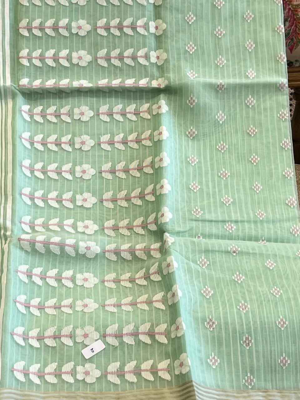 Tarulata: Sage Mist Handwoven Jamdani