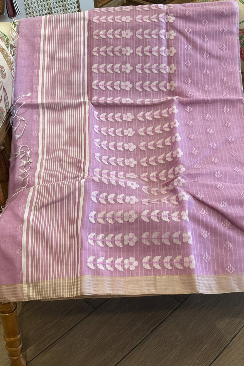 Madhavi: Lilac Handwoven Muslin Jamdani