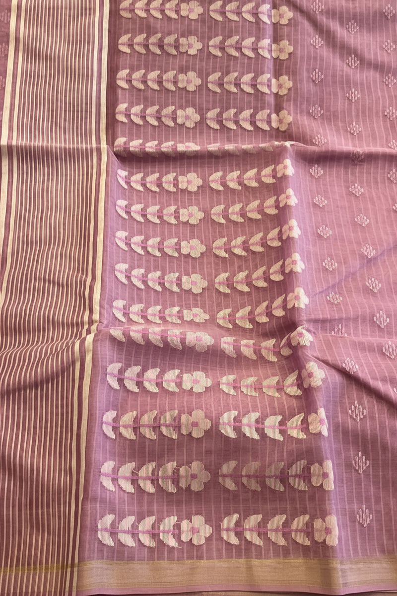 Madhavi: Lilac Handwoven Muslin Jamdani