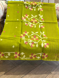 Falguni: Mehendi Green Handwoven Jamdani