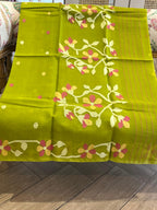 Falguni: Mehendi Green Handwoven Jamdani