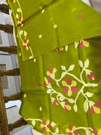 Falguni: Mehendi Green Handwoven Jamdani