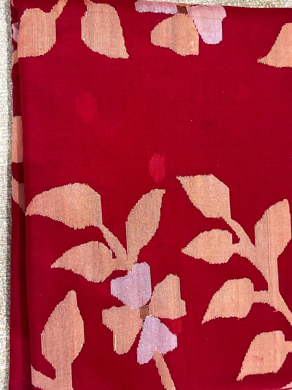 Sindoora: Crimson Handwoven Muslin Jamdani