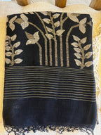 Sumalini: Resplendent Black Linen Jamdani