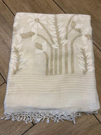 Bela: Regal Ivory Linen Handwoven Jamdani