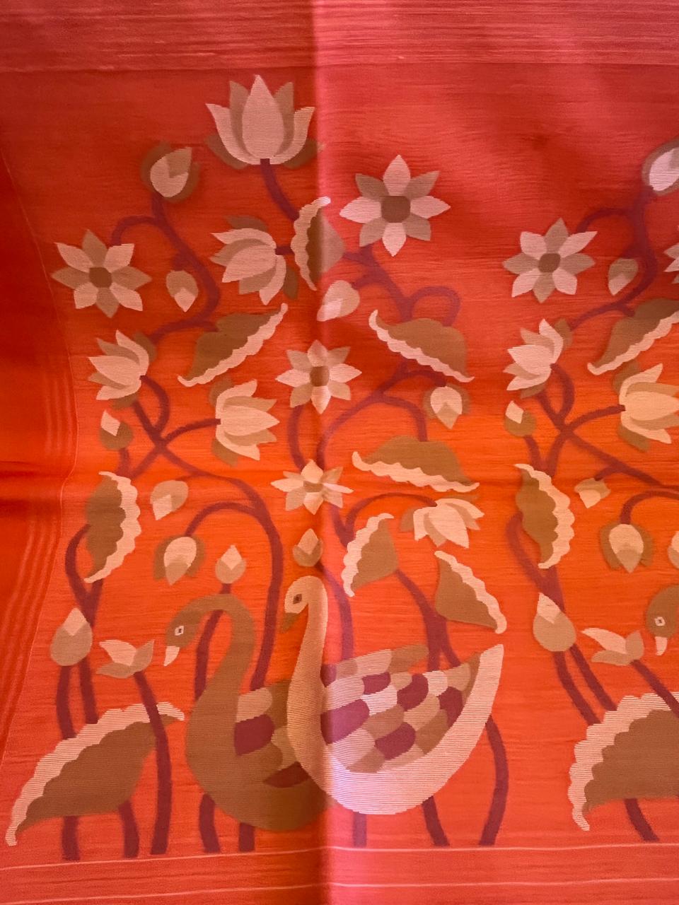 Dipshika: Flame Orange Matka Jamdani