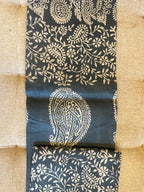 Shabnam: Charcoal Blue 3 Ply Bishnupur Pure Silk