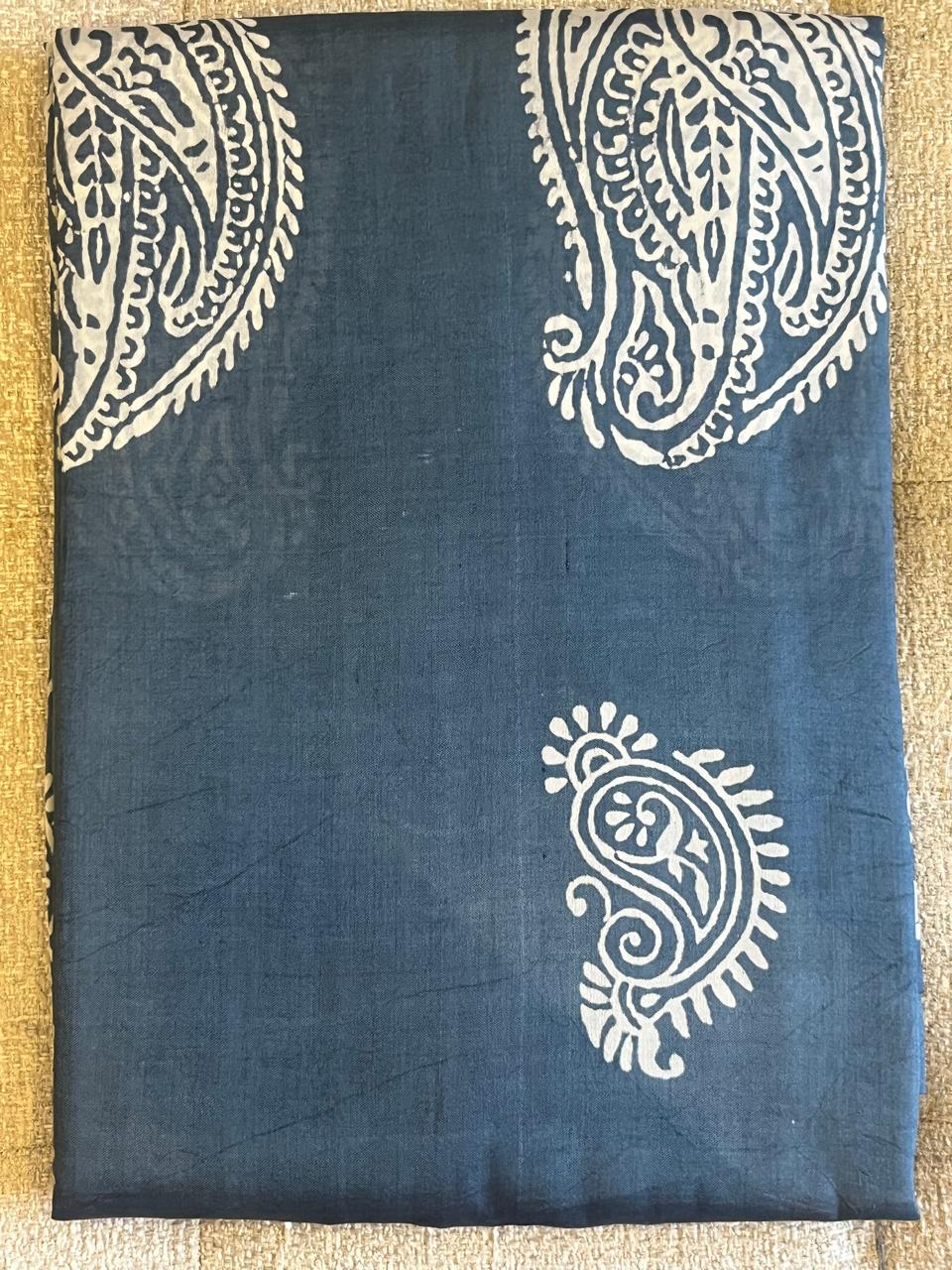 Shabnam: Charcoal Blue 3 Ply Bishnupur Pure Silk
