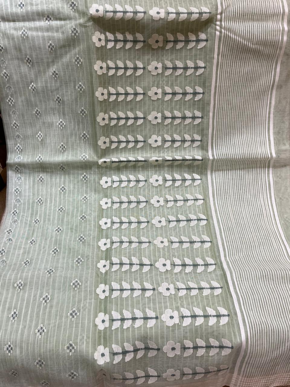 Shefali: Pistachio Green Handwoven Jamdani