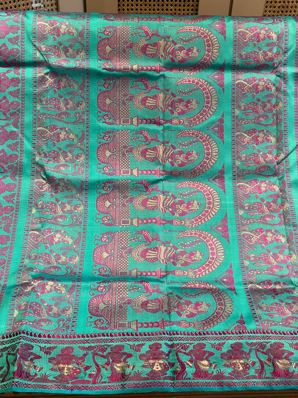 Lahari: Minakari Blue Baluchari with Magenta Butti