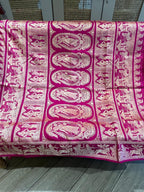 Alta: Rani Pink Baluchari with Gold Butti and Chariot Border