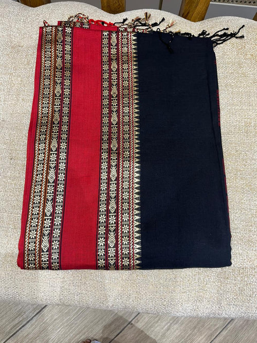 Bhairavi: 100 count Phulia with Statement Border