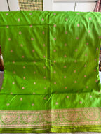 Pallavi: Pure Silk Parrot Green Benarasi