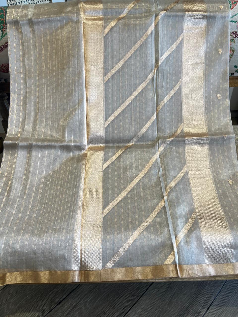 Rekha: Champagne Pure Tissue Banarasi