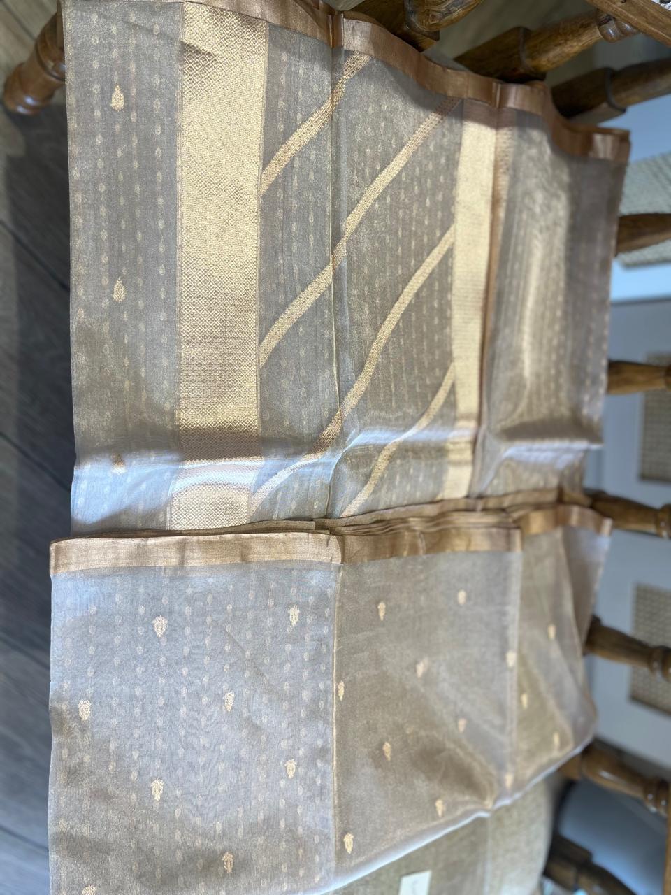 Rekha: Champagne Pure Tissue Banarasi