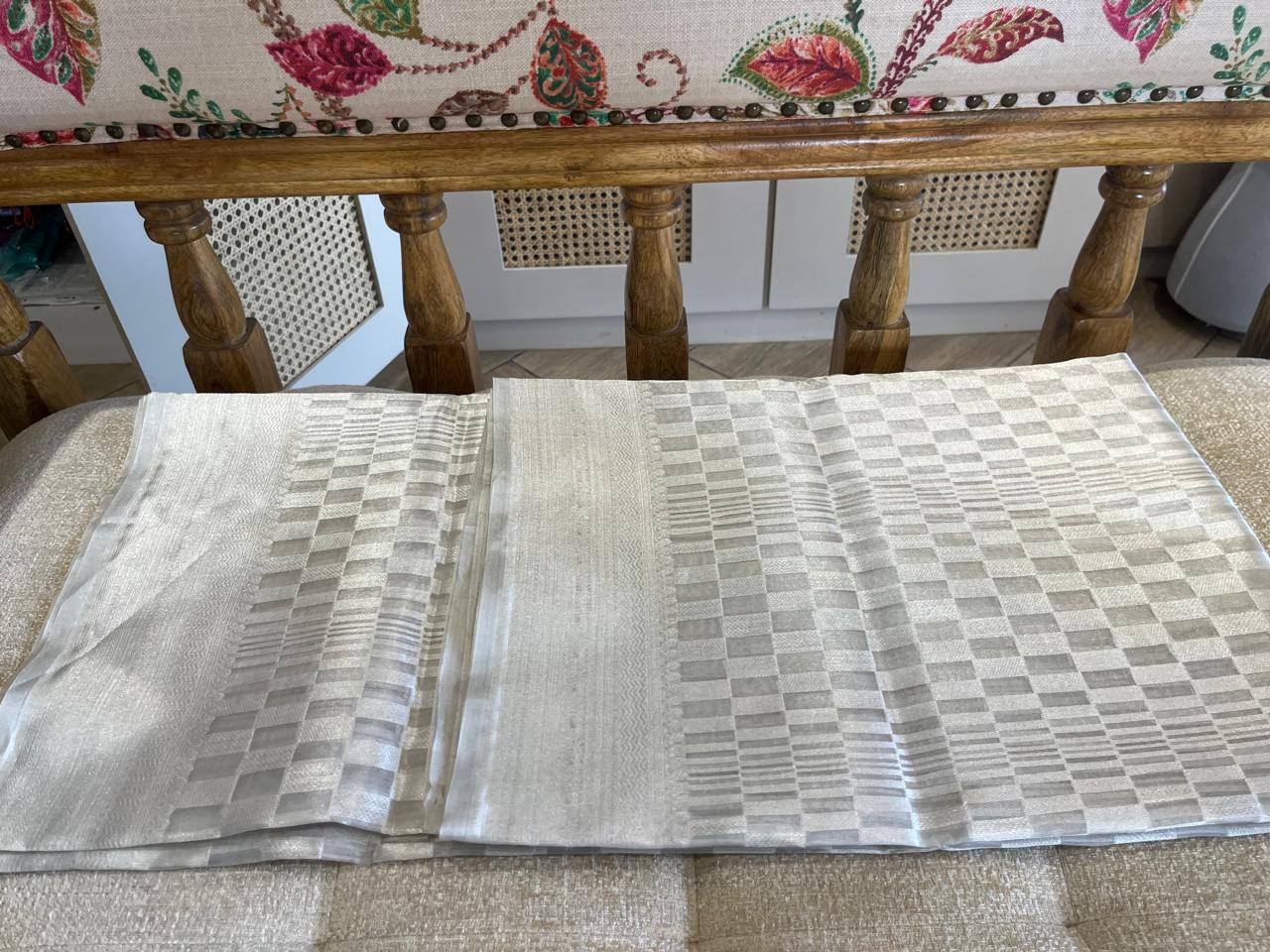 Chandni: Ivory Pure Tissue Banarasi