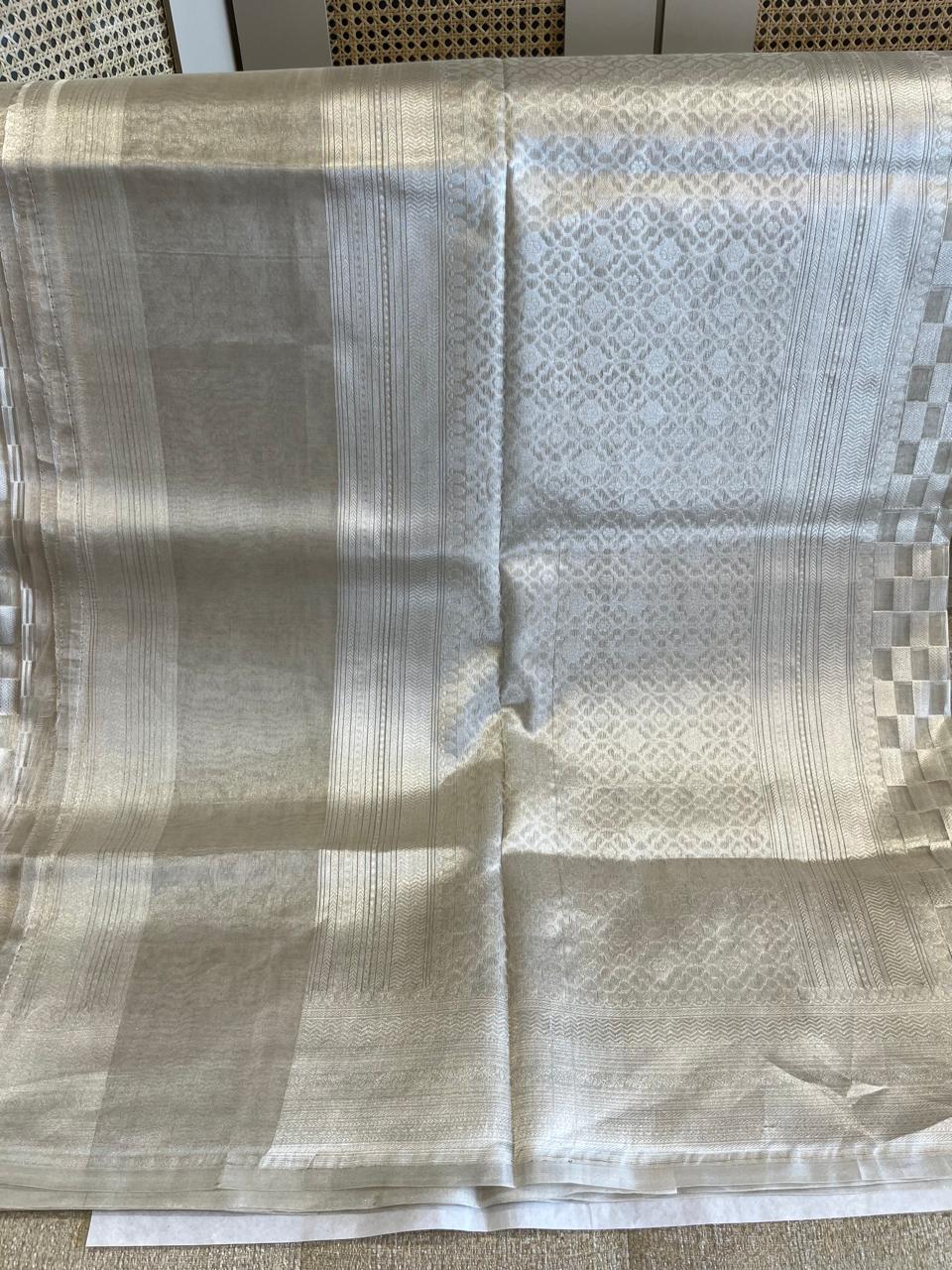 Chandni: Ivory Pure Tissue Banarasi