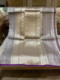 Indulekha: Pure Tissue Banarasi, Purple Selvedge