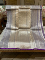 Indulekha: Pure Tissue Banarasi, Purple Selvedge