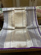 Indulekha: Pure Tissue Banarasi, Purple Selvedge