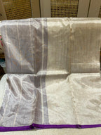 Indulekha: Pure Tissue Banarasi, Purple Selvedge