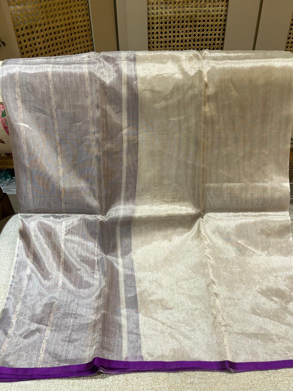Indulekha: Pure Tissue Banarasi, Purple Selvedge