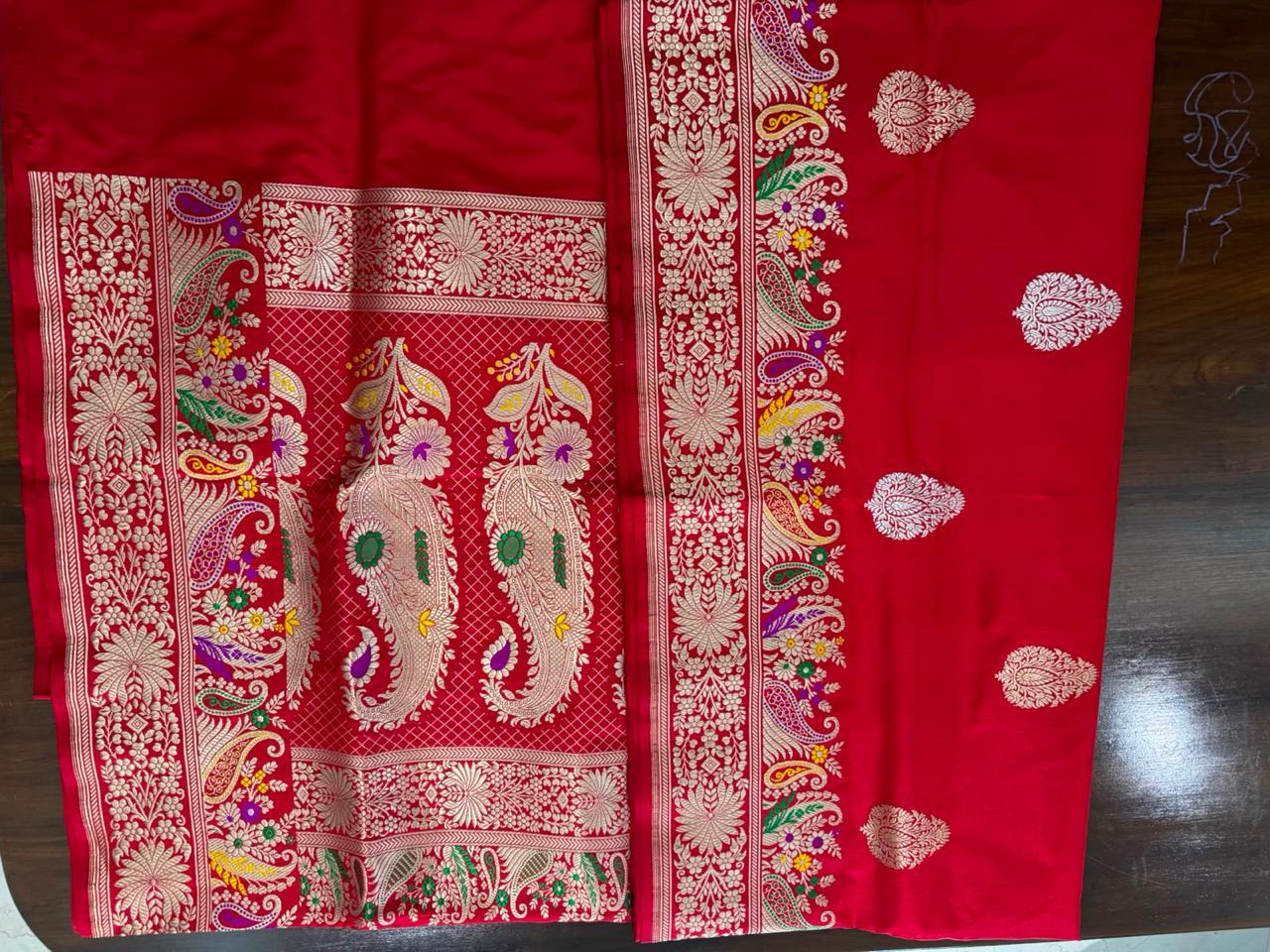 Amara: Regal Red Pure Katan Kadhua Benarasi