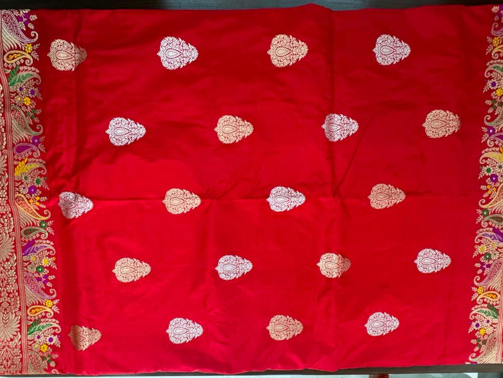 Amara: Regal Red Pure Katan Kadhua Benarasi