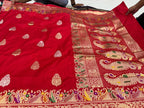 Amara: Regal Red Pure Katan Kadhua Benarasi