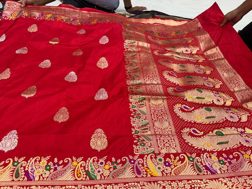 Amara: Regal Red Pure Katan Kadhua Benarasi
