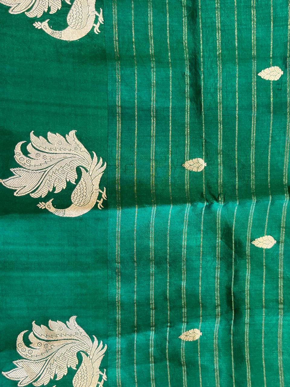 Haritha: Lightweight Silk Banarasi, Peacock Border