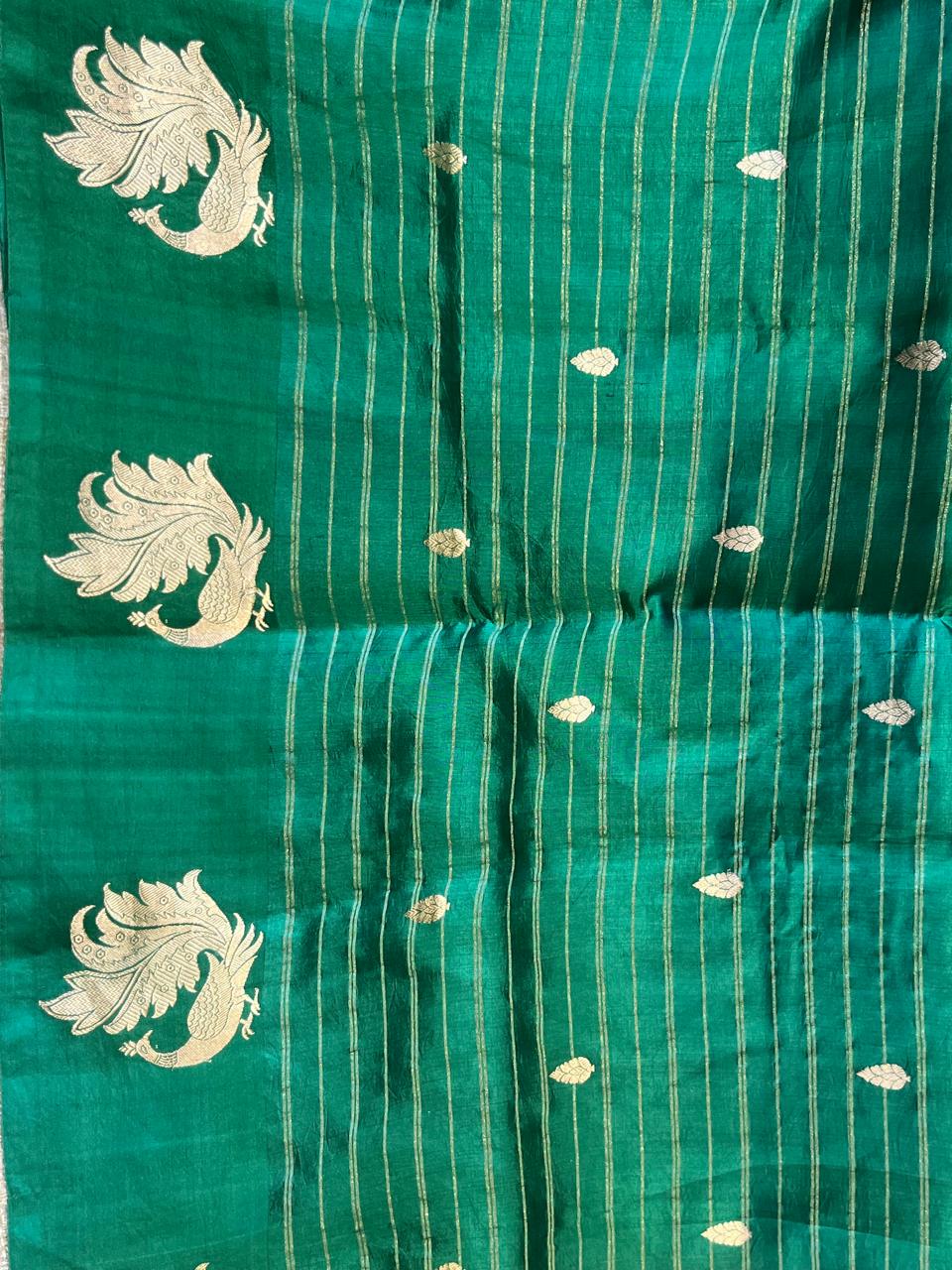 Haritha: Lightweight Silk Banarasi, Peacock Border