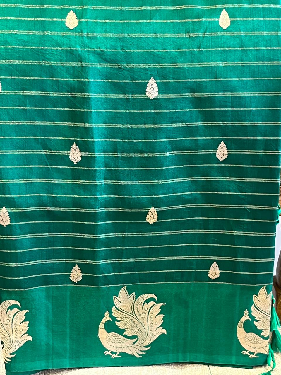 Haritha: Lightweight Silk Banarasi, Peacock Border