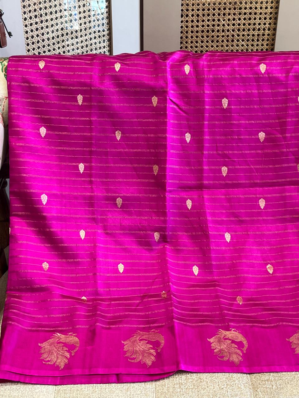 Kalapi: Lightweight Silk Banarasi, Peacock Border