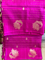 Kalapi: Lightweight Silk Banarasi, Peacock Border