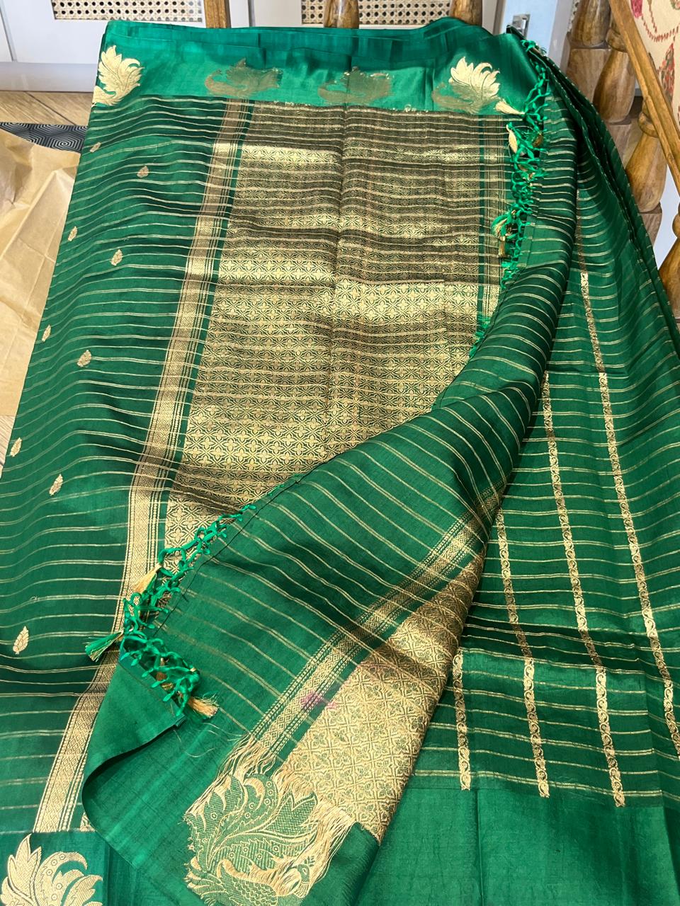 Haritha: Lightweight Silk Banarasi, Peacock Border