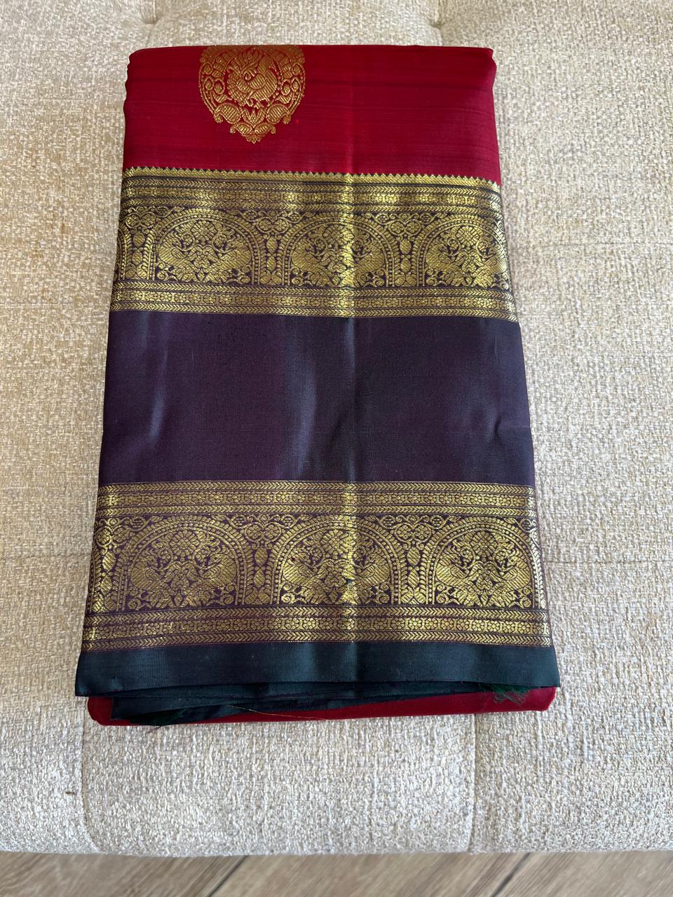 Anaar: Deep Maroon Kanjeevaram with Korvai Gap Border