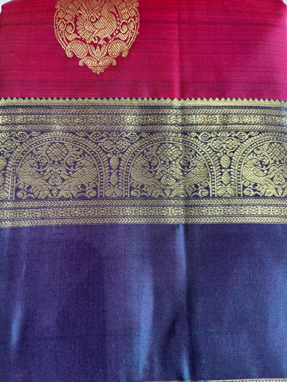Anaar: Deep Maroon Kanjeevaram with Korvai Gap Border
