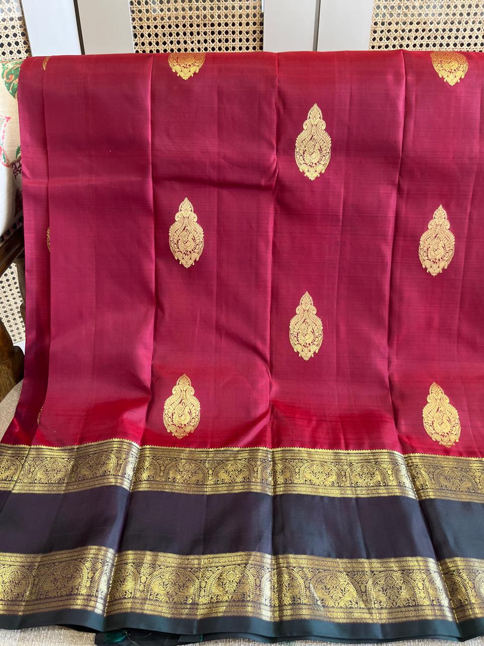 Anaar: Deep Maroon Kanjeevaram with Korvai Gap Border