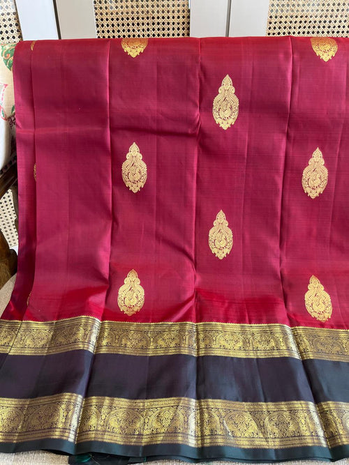 Anaar: Deep Maroon Kanjeevaram with Korvai Gap Border