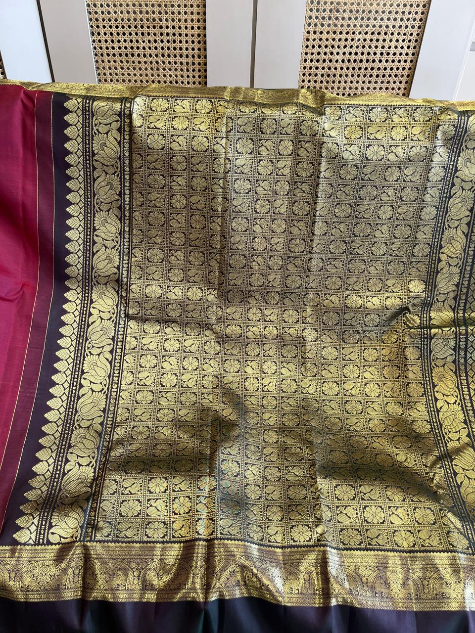 Anaar: Deep Maroon Kanjeevaram with Korvai Gap Border