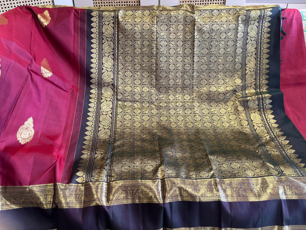 Anaar: Deep Maroon Kanjeevaram with Korvai Gap Border