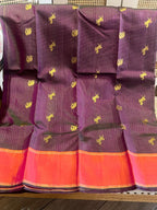 Ashwini: Purple Kattam Kanjeevaram, Korvai Coral Border