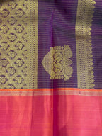 Ashwini: Purple Kattam Kanjeevaram, Korvai Coral Border