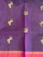 Ashwini: Purple Kattam Kanjeevaram, Korvai Coral Border