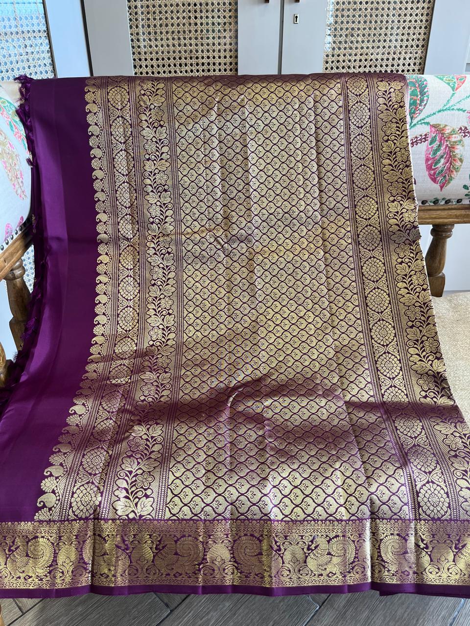 Oodha: Reta Pett Border, Deep Purple Kanjeevaram