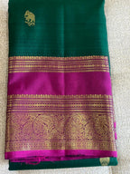 Panna: Emerald Green Kanjeevaram with Wide Magenta Border