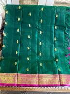 Panna: Emerald Green Kanjeevaram with Wide Magenta Border
