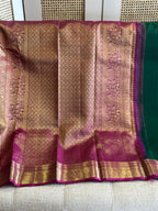 Panna: Emerald Green Kanjeevaram with Wide Magenta Border